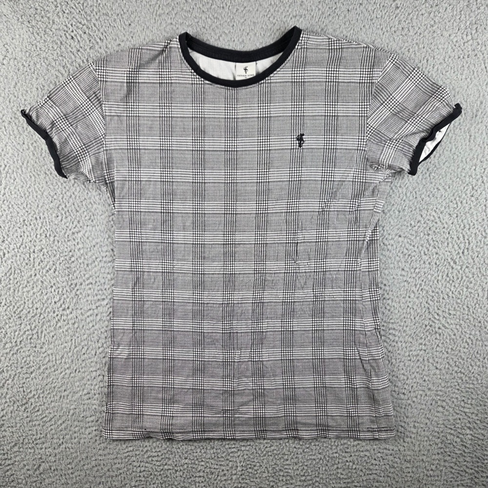 Father Sons Shirt Mens XL (M) Gray Plaid Short Sleeve Casual